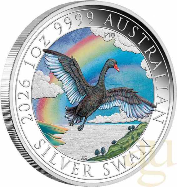 1 Unze Silbermünze Australien Schwan 2026 ANDA Special - coloriert