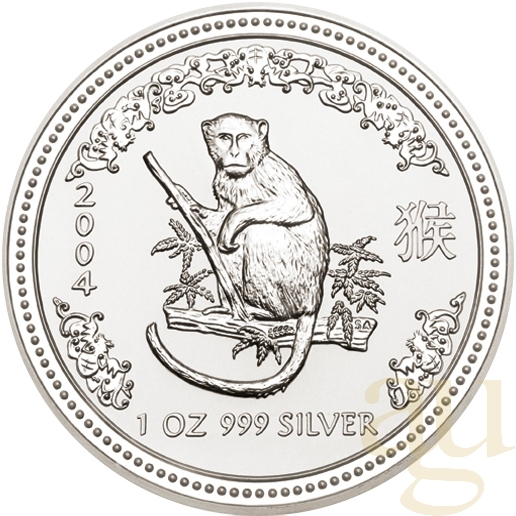 5 Unzen Silbermünze Australien Lunar I Affe 2004