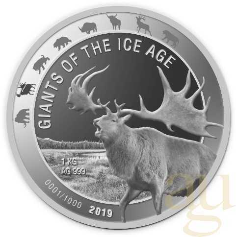 1 Kilogramm Silbermünze Giganten der Eiszeit - Riesenhirsch 2019