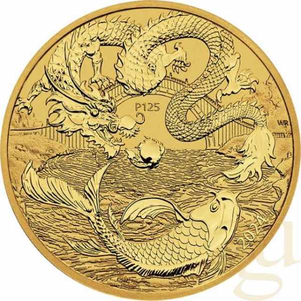1 Unze Goldmünze Australien Drache & Koi 2024