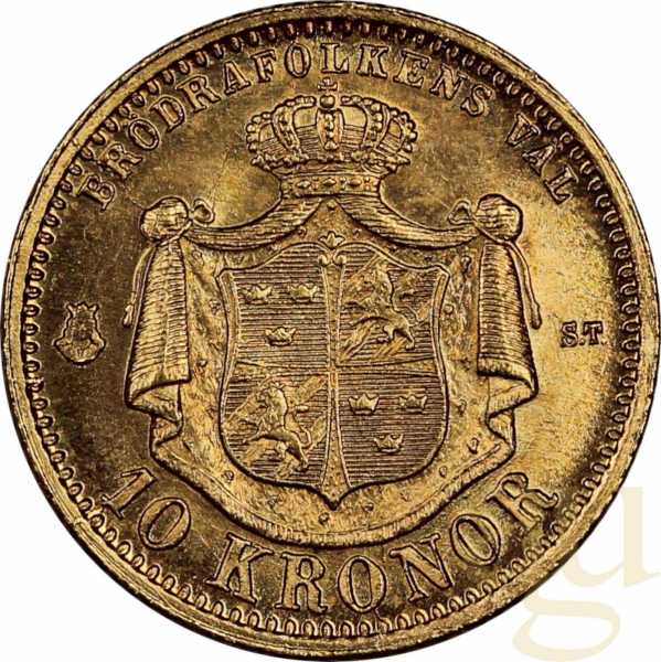 10 Kronen Goldmünze Schweden Oscar II.