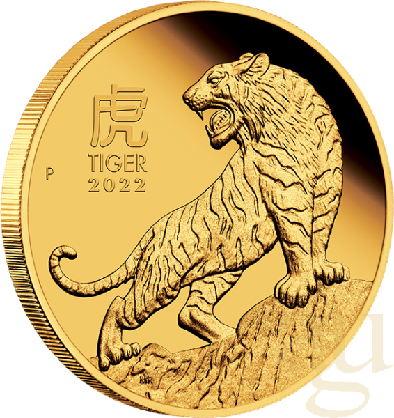 1/10 Unze Goldmünze Australien Lunar III Tiger 2022 - polierte Platte