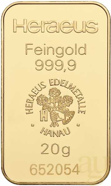 20 Gramm Goldbarren Heraeus