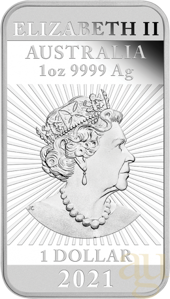 1 Unze Silbermünze Perth Mint Rectangular Dragon 2021 - polierte Platte