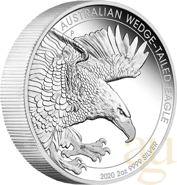2 Unzen Silbermünze Australien Wedge Tailed Eagle 2020 - polierte Platte
