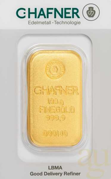 100 Gramm Goldbarren C. Hafner Gussbarren