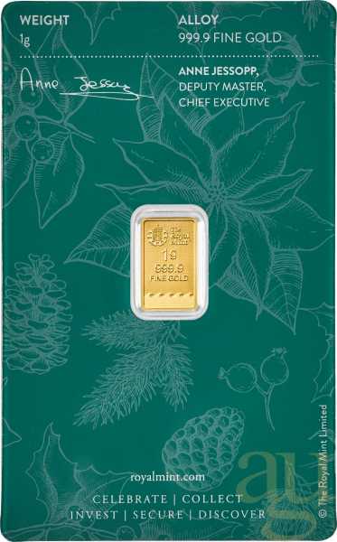 1 Gramm Goldbarren The Royal Mint - Merry Christmas