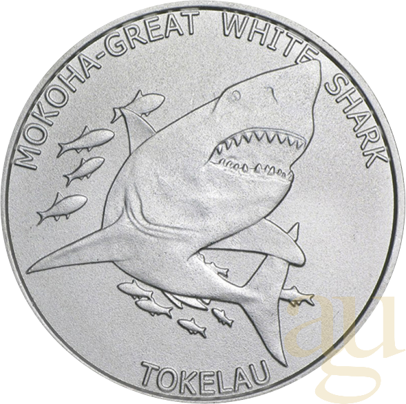 1 Unze Silbermünze Tokelau Mokoha Great white Shark - weißer Hai 2015