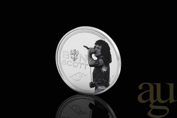 1 Unze Silbermünze Tuvalu Bon Scott 2024 - proof coloriert