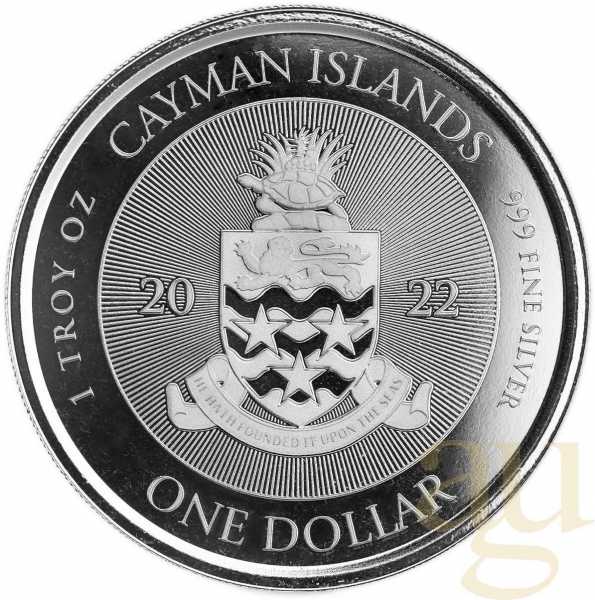 1 Unze Silbermünze Cayman Islands Queens 70th Platinum Jubilee Year Anniversary 2022