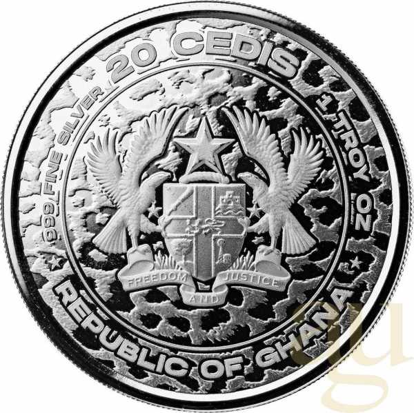 1 Unze Silbermünze Afrika Ghana Leopard 2023