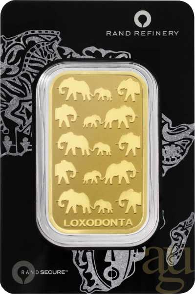 100 Gramm Goldbarren Rand Refinery - Elefant