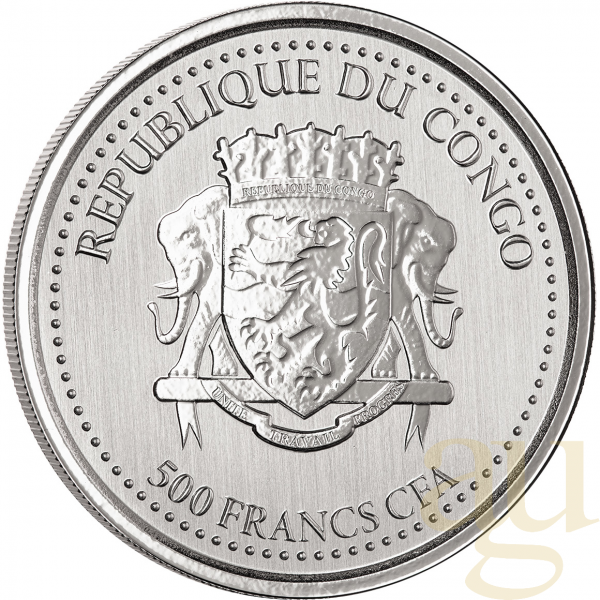 1 Unze Silbermünze Afrika Kongo Silberrücken Gorilla 2022