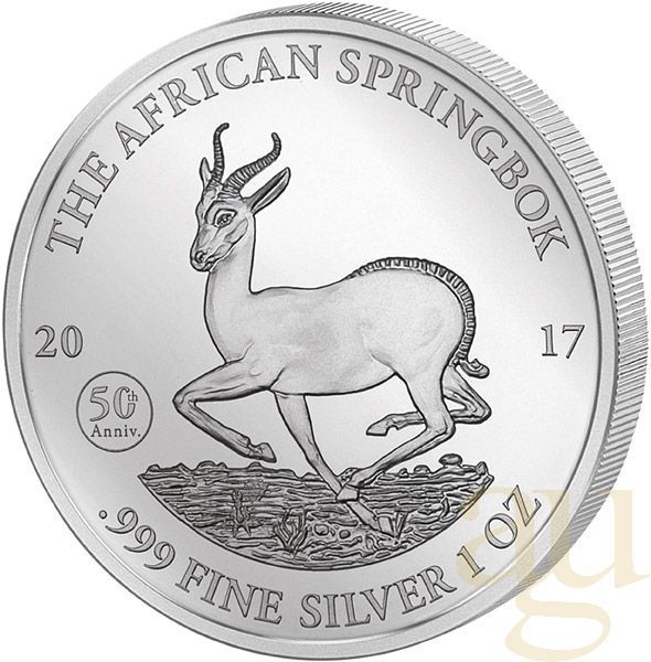1 Unze Silbermünze Afrika Gabun Springbock 2017