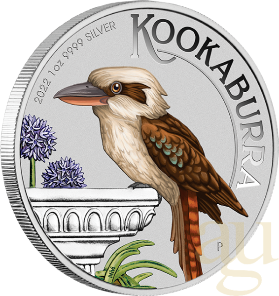 1 Unze Silbermünze Australien Kookaburra 2022 - coloriert
