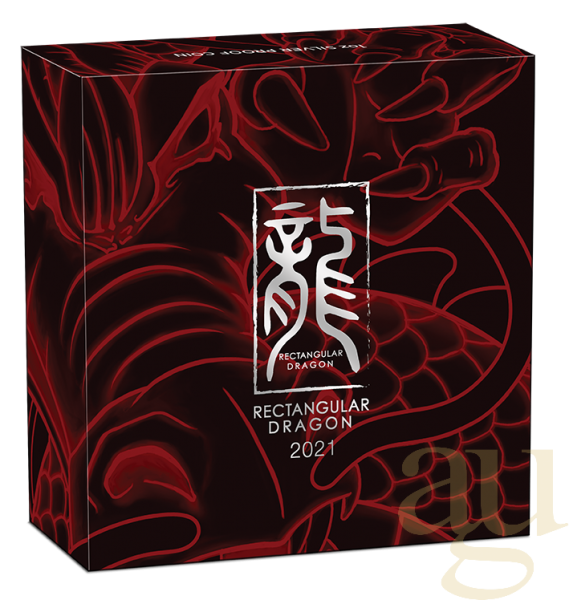 1 Unze Silbermünze Perth Mint Rectangular Dragon 2021 - polierte Platte