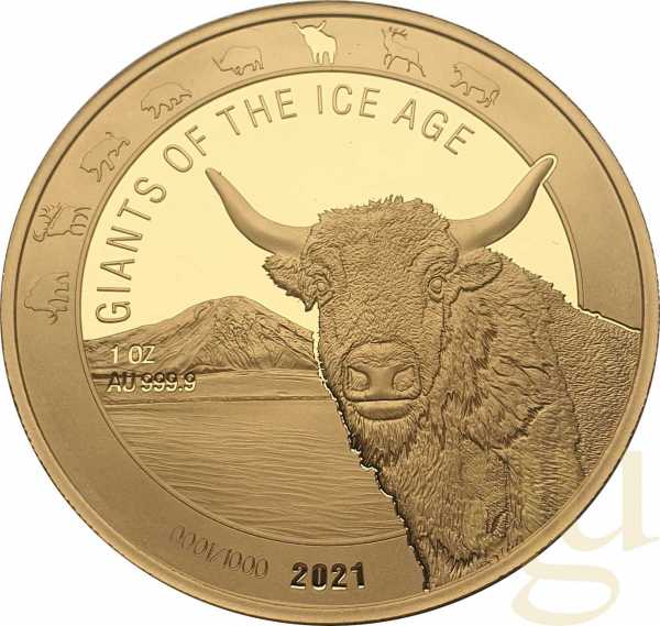 1 Unze Goldmünze Giganten der Eiszeit - Auerochse 2021