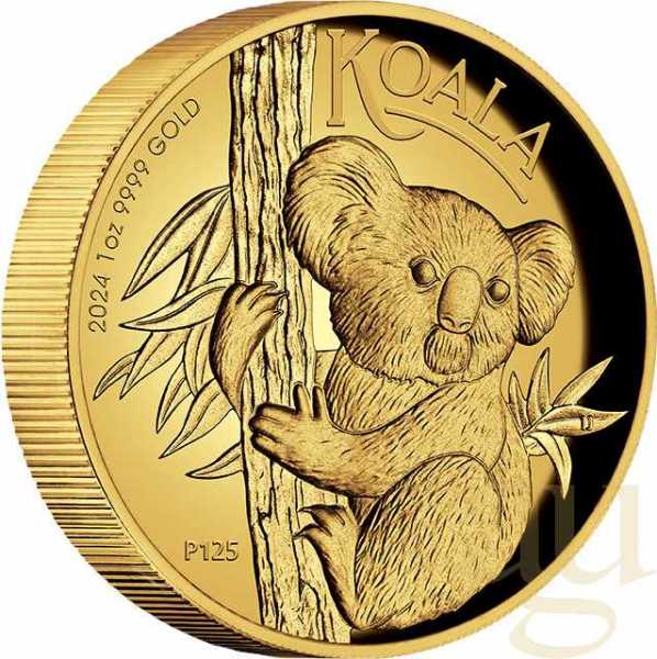 1 Unze Goldmünze Australien Koala 2024 polierte Platte - High Relief