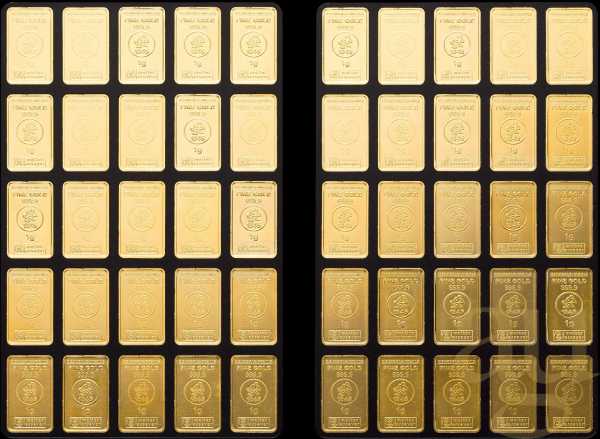 50 x 1 Gramm Goldbarren Heimerle + Meule UnityBar