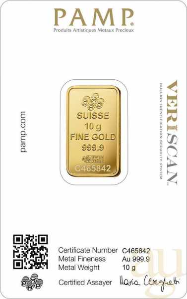 10 Gramm Goldbarren PAMP Fortuna