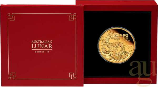 1 Unze Goldmünze Australien Lunar III Drache 2024 - polierte Platte