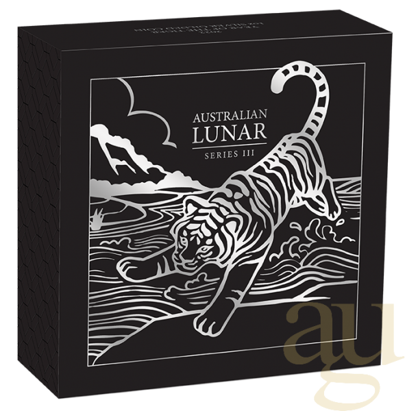 1 Unze Silbermünze Australien Lunar III Tiger 2022 teilvergoldet