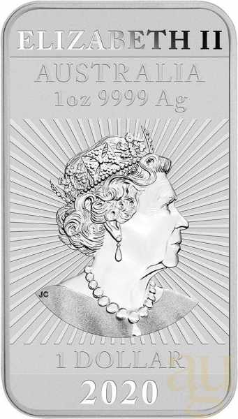 1 Unze Silbermünze Perth Mint Rectangular Dragon 2020