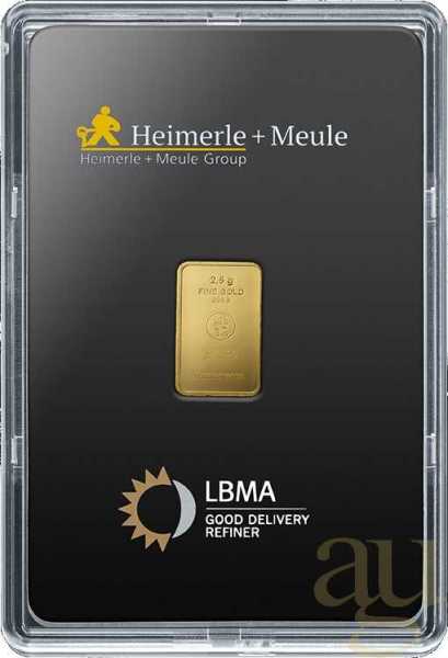 2,5 Gramm Goldbarren Heimerle + Meule