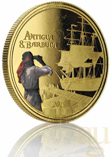 1 Unze Goldmünze EC8 Antigua & Barbuda - Rum Runner 2019 - coloriert