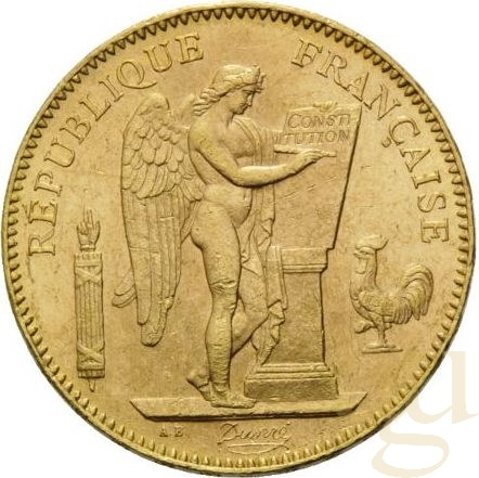 50 Francs Goldmünze Frankreich Genius - stehender Engel
