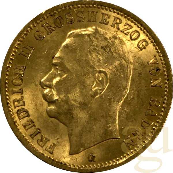 20 Mark Goldmünze Friedrich II Grossherzog von Baden