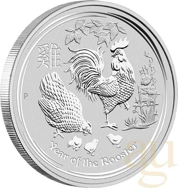 1 Unze Silbermünze Australien Lunar II Hahn 2017