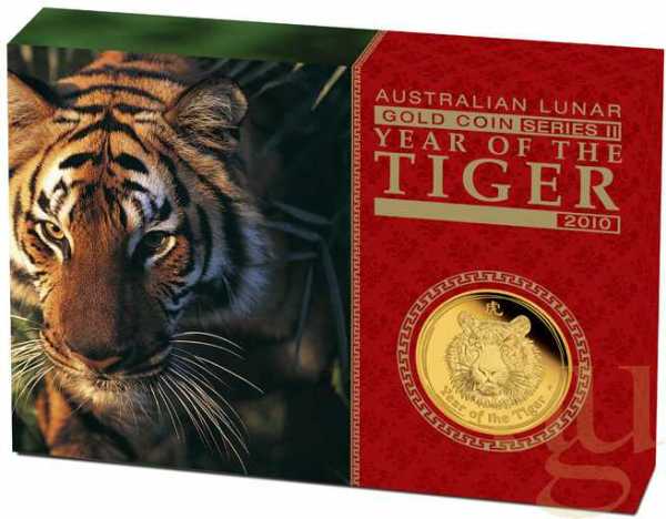 1/4 Unze Goldmünze Australien Lunar II Tiger 2010 - polierte Platte
