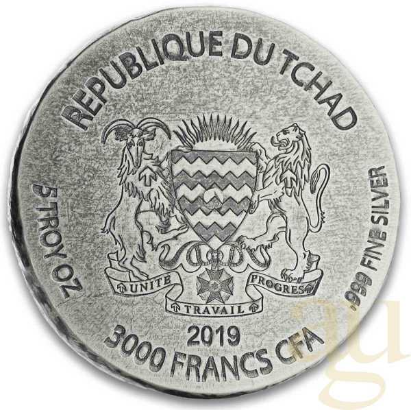 5 Unzen Silbermünze Republic of Tschad Sphinx of Hatshepsut 2019