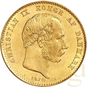 10 Kronen Goldmünze Dänemark Christian IX. - Meerjungfrau