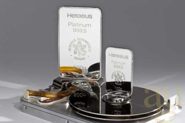 100 Gramm Platinbarren Heraeus