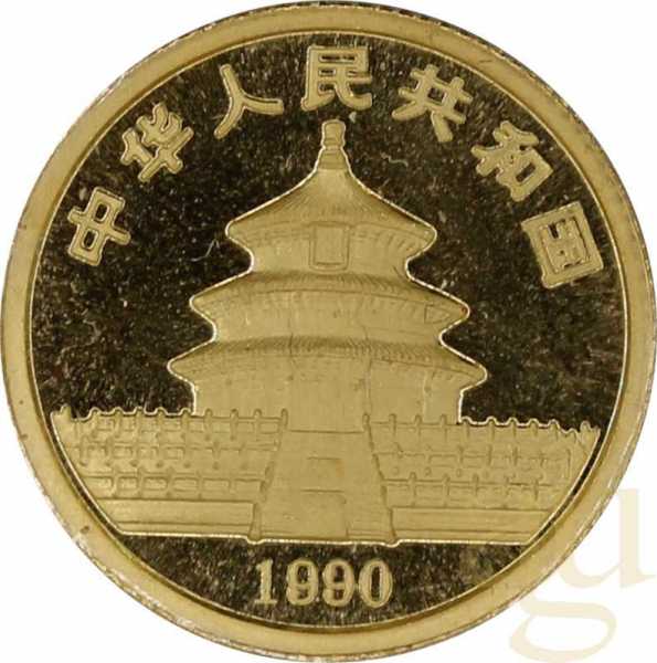 1/10 Unze Goldmünze China Panda 1990