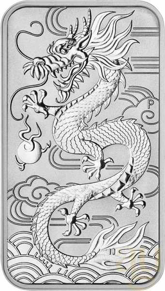 1 Unze Silbermünze Perth Mint Rectangular Dragon 2018