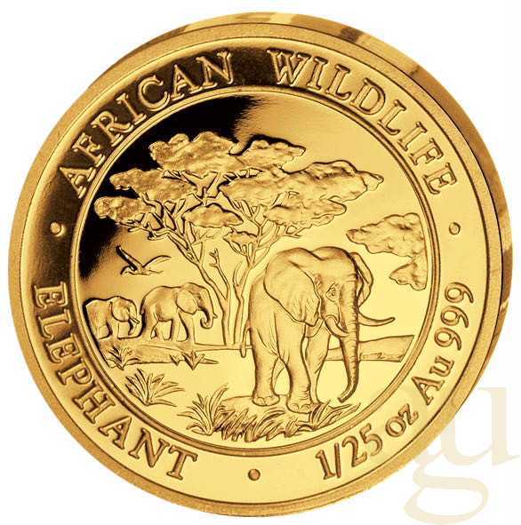 1/25 Unze Goldmünze Somalia Elefant 2012