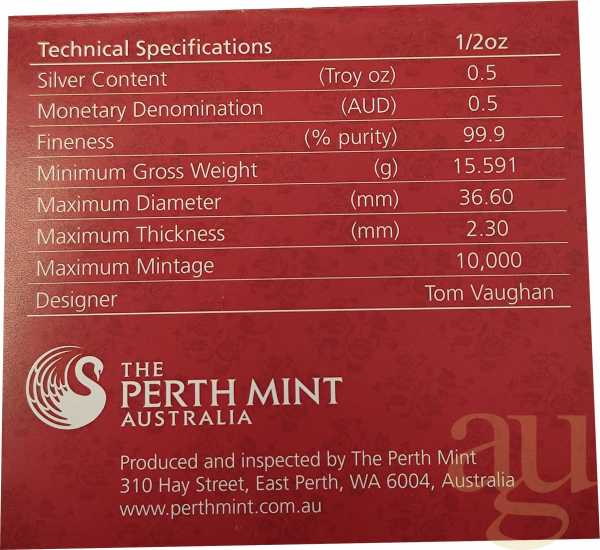 1/2 Unze Silbermünze Australien Lunar II Pferd 2014 proof - coloriert