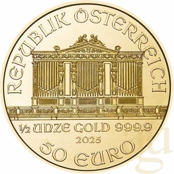 1/2 Unze Goldmünze Wiener Philharmoniker 2025