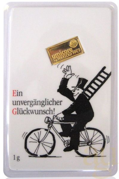 1 Gramm Goldbarren Glückwunsch