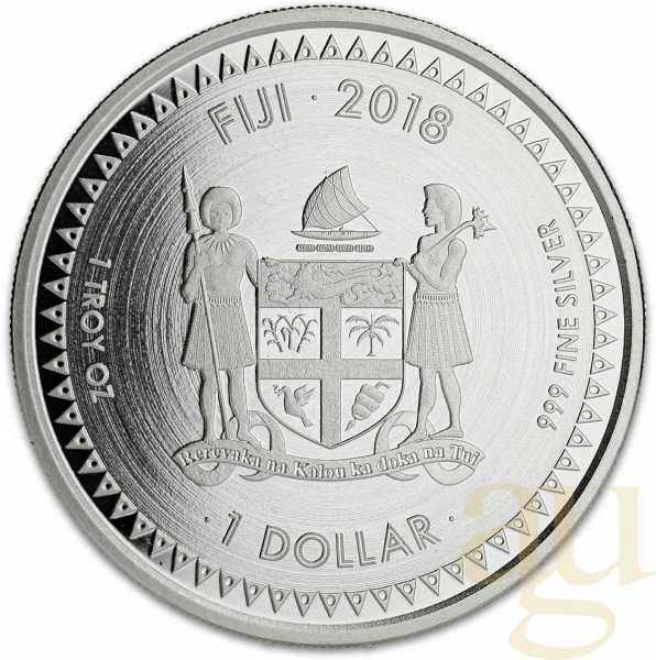 1 Unze Silbermünze Fiji Pacific Dollar 2018