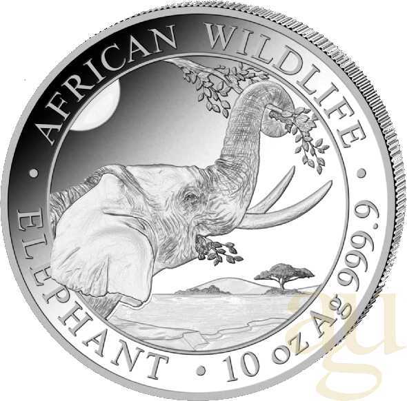10 Unzen Silbermünze Somalia Elefant 2023