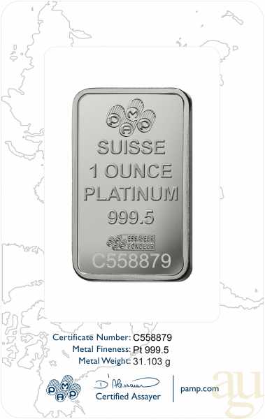 31,1 Gramm Platinbarren PAMP Fortuna