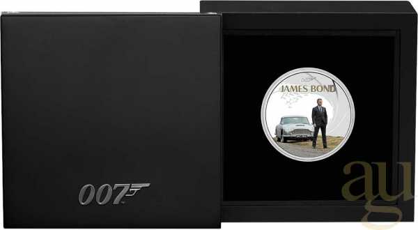 1 Unze Silbermünze Tuvalu James Bond 007 - Daniel Craig & Aston Martin DB5 2024 - proof coloriert