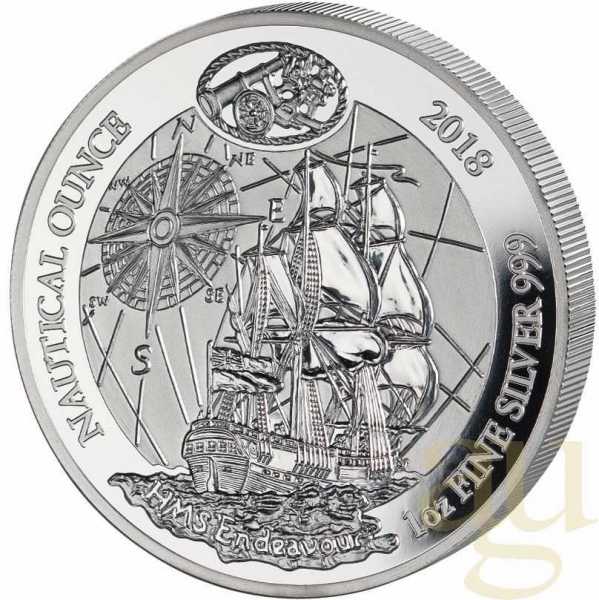 1 Unze Silbermünze Ruanda Nautical Serie - HMS Endeavour 2018 - polierte Platte