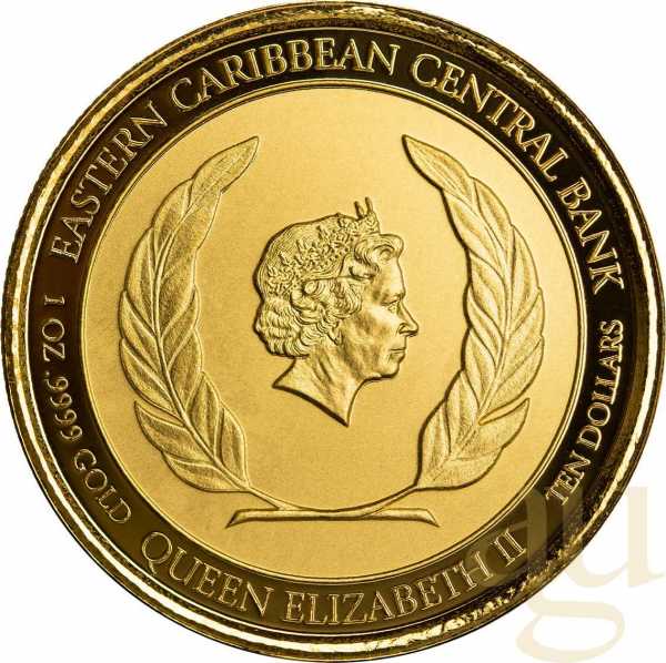 1 Unze Goldmünze EC8 Grenada - Nutmeg Tree 2022 - coloriert