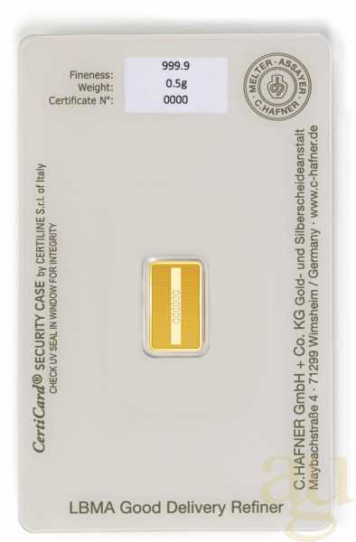 0,5 Gramm Goldbarren C. Hafner