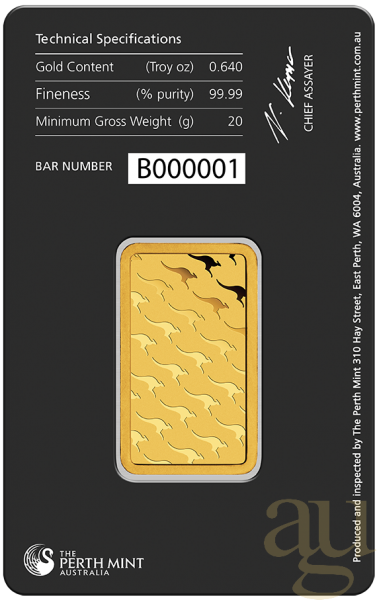 20 Gramm Goldbarren Perth Mint - Känguru
